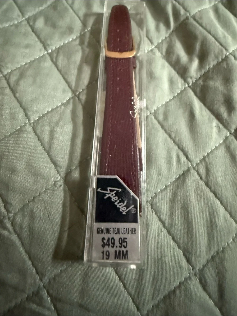 Speidel Burgundy Leather Watch Strap with Gold-Tone Buckle